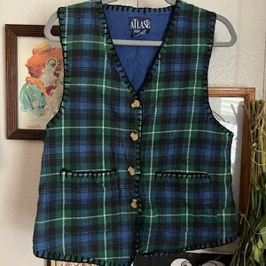 Atlas Blue and Green Plaid Vest